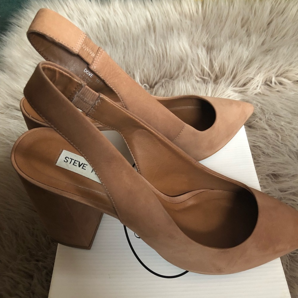 Camel/Nubuck Slingbacks block heel